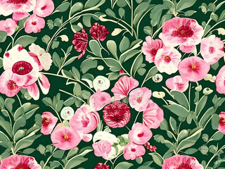 Canvas Print - Vintage Floral Pattern, Generative AI Illustration