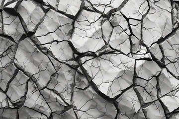 Poster - Textured black and white rock surface resembling a cracked mountain