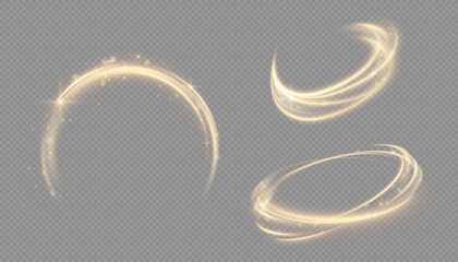 Poster - Light golden Twirl. Curve light effect of golden line. Luminous golden circle. Element for your design, advertising, postcards, invitations, screensavers, websites, games.
