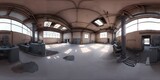 Fototapeta  - Full 360 degrees seamless spherical panorama HDRI equirectangular projection of Abandoned plant factory. Texture environment map for lighting and reflection source rendering 3d scenes.