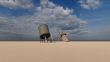Abandoned Windmill In The Desert