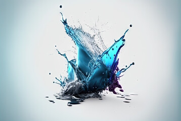 Poster - Water splash with beautiful drops flying away. Liquid motion background. Generated AI.