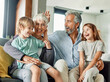 © Lumos sp - grandchild family child grandparent grandfather happy together grandmother girl senior boy man woman smiling granddaughter grandson sofa