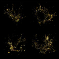 Wall Mural - explosion of golden glitter confetti. gold dust and particles splatter or shimmer. sparkling glitter