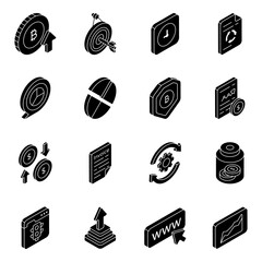 Wall Mural - Pack of Business Data Solid Icons

