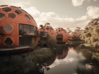 Canvas Print - Round residential complex with futuristic design