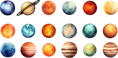 Wall Mural - planets set in the style of photo-realistic compositions, rtx on, realistic watercolor paintings, li