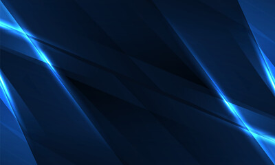 Aufkleber - Dark blue abstract background with geometric dynamic glowing diagonal lines. Vector abstract background.