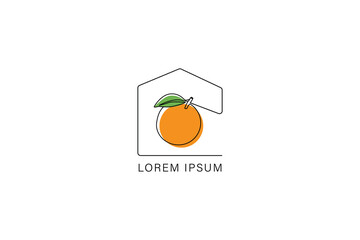 orange shop minimalist line art logo design illustration, orange logo design