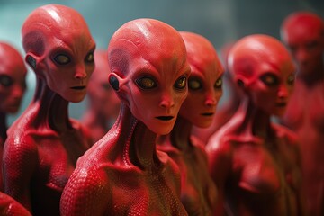 The red - skinned aliens, with their vibrant and fiery appearance, are confronted with the challenges of racial prejudice from other color - based societies illustration generative ai