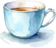 Cup of coffee on a white background. Watercolor illustration.