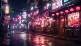 Fototapeta Londyn - japan street in the night time