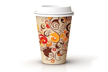Aufkleber - paper coffee cup isolated on white background. Generated by AI.