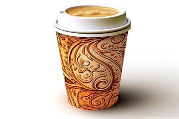 Aufkleber - paper coffee cup isolated on white background. Generated by AI.