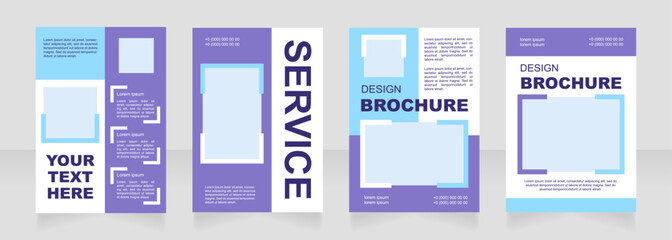 Service information purple blank brochure layout design. Job information. Vertical poster template set with empty copy space for text. Premade corporate reports collection. Editable flyer paper pages