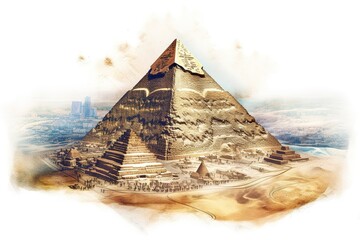 Poster -  pyramid isolated on white background. Generated by AI.