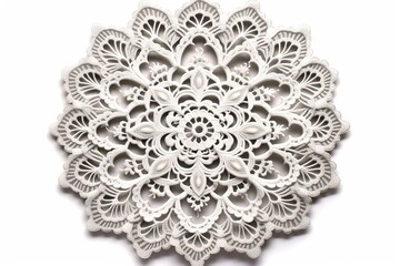 Poster - knitted doily isolated on white background. Generated by AI.