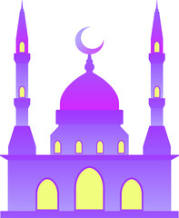 Canvas Print - Mosque vector illustration. Shiny mosque icon for sign and symbol of muslim worship place. Mosque gradient icon of islam religion and muslim faith. Place of muslim to pray