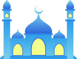 Canvas Print - Mosque vector illustration. Shiny mosque icon for sign and symbol of muslim worship place. Mosque gradient icon of islam religion and muslim faith. Place of muslim to pray