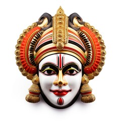 Illustration of colorful Kathakali dancer for Happy Onam festival of Kerala. Ai Generated.