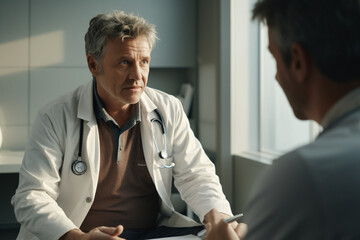 Wall Mural - Doctor talks with a patient. AI generated