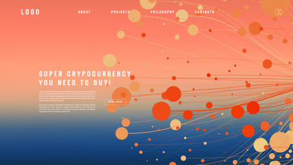 Landing page abstract design with big data. Template for website or app.