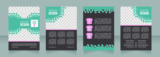 Technology school for kids blank brochure design. Template set with copy space for text. Premade corporate reports collection. Editable 4 paper pages. Smooch Sans Light, Bold, Arial Regular fonts used