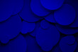 Dark blue ultramarine abstract background of fly paper circles different size, top view, top view, backdrop for advertising, design, card, poster, flyer, text, modern fashion trendy style.
