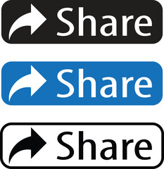 Canvas Print - button share icon. Blue button sign. Share symbol. Social Media Button. flat style.