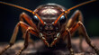 Ultra macro cockroach portrait, detailed close-up image of cockroach face, generative ai