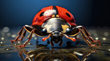 Ultra Macro Ladybug Portrait, Detailed Close-up Image Of Ladybug's Face, Generative Ai