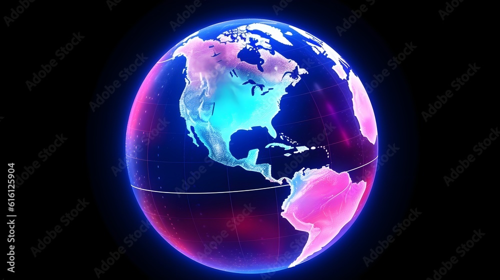 beautiful neon hologram globe planet earth Stock Illustration | Adobe Stock