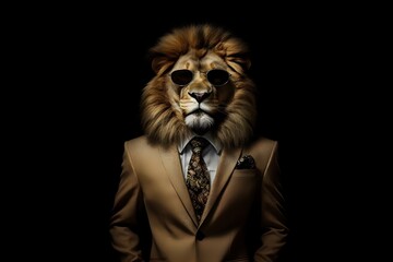 a lion wearing a suit and sunglasses