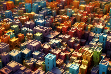 Aufkleber - An abstract portrayal of the urban planning of the Harappa Civilization, with interconnected lines and a vibrant color palette. Generative AI technology.