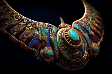 Aufkleber - An abstract depiction of Phoenician jewelry, with intricate patterns and shimmering colors. Generative AI technology.
