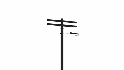 Fototapete - Telephone pole bw animation. Black and white thin line icon 4K video for web design. Urban structure. Blinking street light isolated monochromatic flat object animation with alpha channel transparency