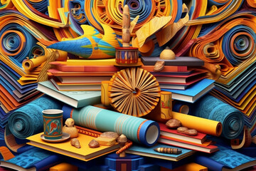 Aufkleber - An abstract portrayal of Gupta literature, with flowing patterns and textural elements. Generative AI technology.
