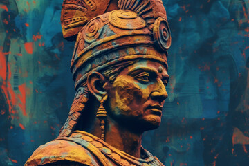 Aufkleber - An abstract interpretation of Chandragupta Maurya, the founder of the Maurya Empire, with strong contours and regal colors. Generative AI technology.