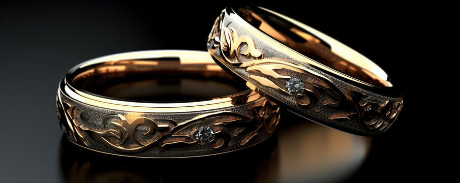 Wedding rings symbolize love and family. generative ai