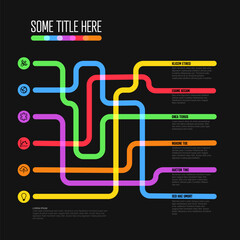 Poster - Simple dark infographic with six element option items and thick lines