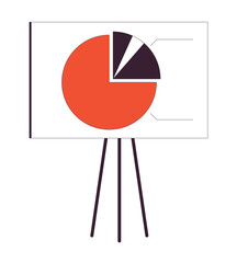 Poster - easel stand for display board with pie chart flat line color isolated vector object. data analysis. 