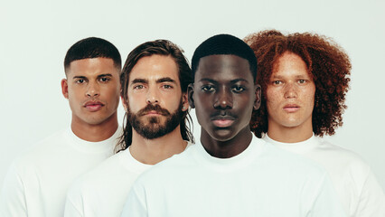 Wall Mural - Skincare and diversity: Portrait of men with unique skin tones