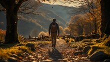 Mann Wandert In Den Bergen, Urlaub, Pilgern, Generative AI