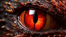 Extreme Close-up View Of A Red Dragon Eye
