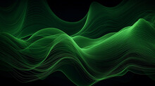 Abstract Organic Green Lines As Wallpaper Black Background Illustration, Generative AI