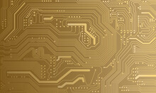 A Gold Background Of Circuits And Technology