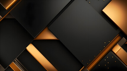 Wall Mural - Abstract background geometric black and gold shiny. 