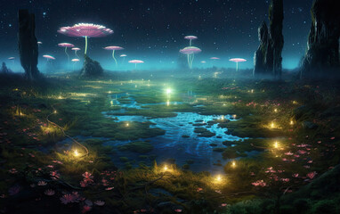 Wall Mural - cosmos of magic low light environment.