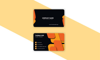 Futuristic business card design. Modern shape with abstract orange. Luxury shape and color.  Vector illustration print template.