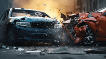 Car Accident Concept Illustration With Two Cars Crashing Together